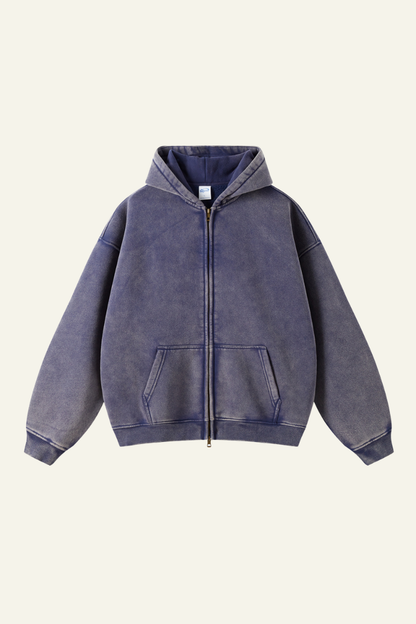 Women's Streetwear Wax-Dyed Vintage Solid Hooded Jacket
