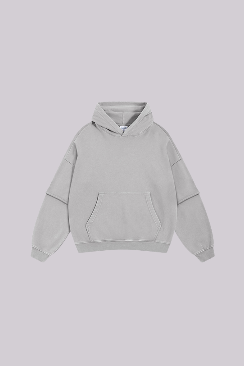 Men's Cotton Retro Faux-Two-Piece Washed  Hoodie