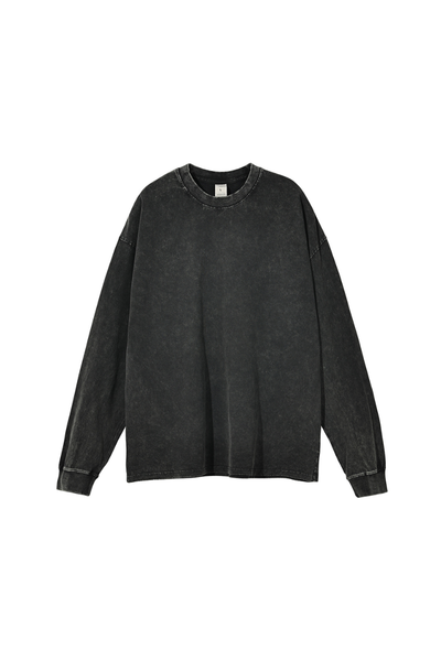 Men Spring 250G Wax Washed Oversized Long Sleeve T-Shirt