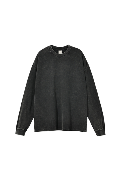 Men Spring 250G Wax Washed Oversized Long Sleeve T-Shirt