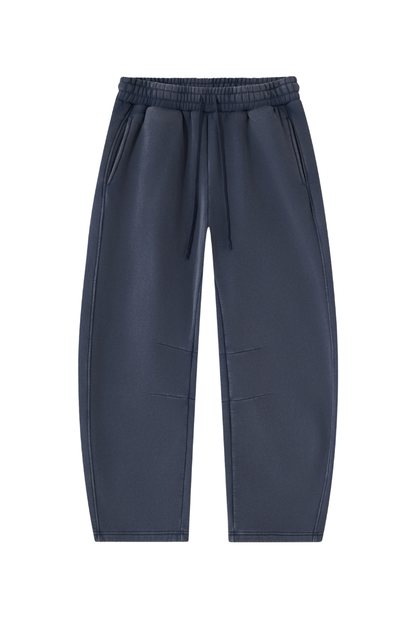 Unisex Fall Clothing Fleece-Lined Curved Wide-Leg Pants