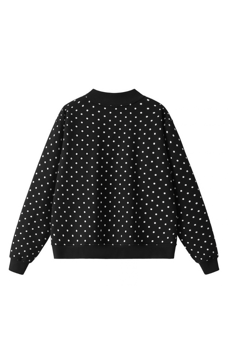 Women's Cozy Fleece Mock Neck Polka Dot Sweatshirt