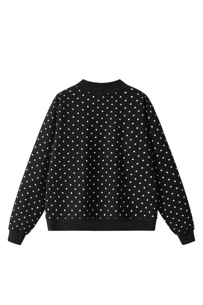 Women's Cozy Fleece Mock Neck Polka Dot Sweatshirt