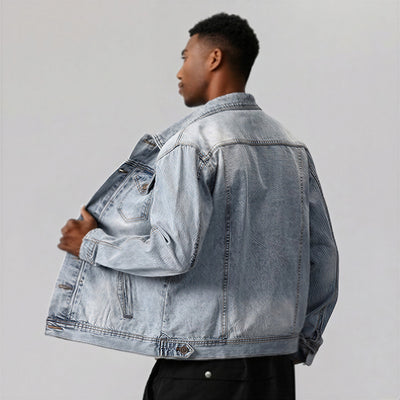 Men's Vintage Washed Denim Trucker Jacket