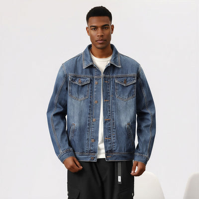 Men's Vintage Washed Denim Trucker Jacket