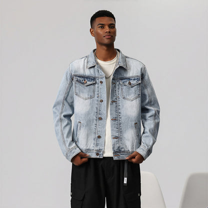 Men's Vintage Washed Denim Trucker Jacket