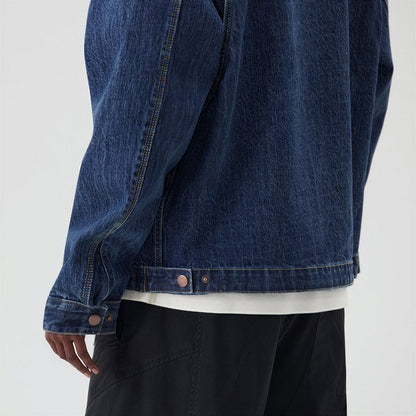 Men's Washed Vintage Washed Denim Workwear Collar Jacket