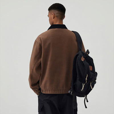 Men's Contrast Collar Corduroy Denim Jacket