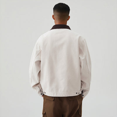 Men's Contrast Collar Corduroy Denim Jacket