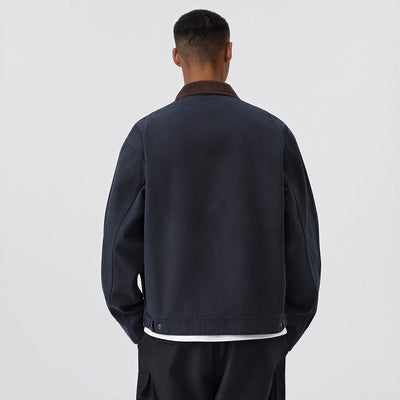 Men's Contrast Corduroy Collar Denim Corduroy Collar Jacket