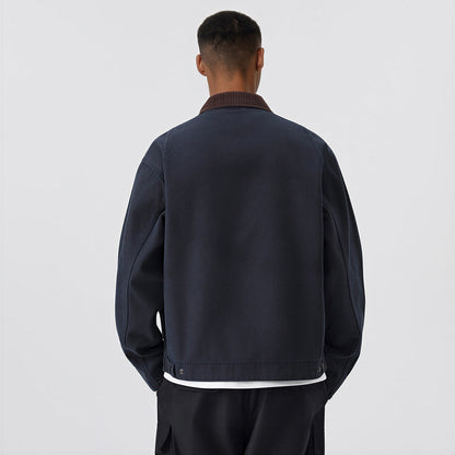 Men's Contrast Corduroy Collar Denim Corduroy Collar Jacket