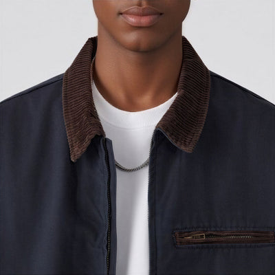 Men's Contrast Corduroy Collar Denim Corduroy Collar Jacket