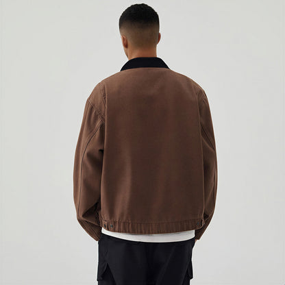 Men's Contrast Corduroy Collar Denim Corduroy Collar Jacket