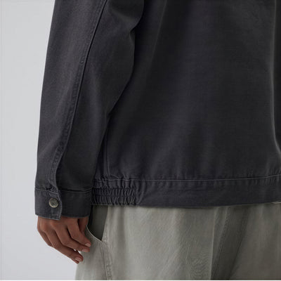 Men's Spring Contrast Collar Washed Denim Work Jacket