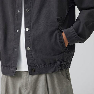 Men's Spring Contrast Collar Washed Denim Work Jacket