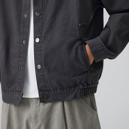 Men's Spring Contrast Collar Washed Denim Work Jacket