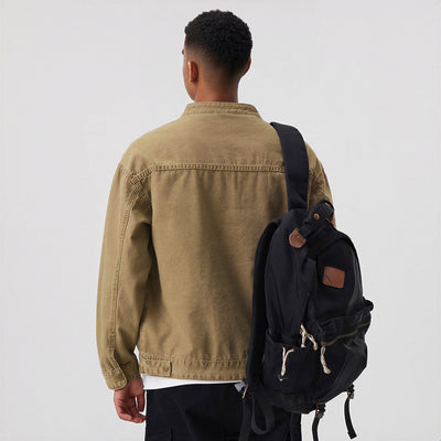 Men's Contrast Collar Corduroy Denim Jacket