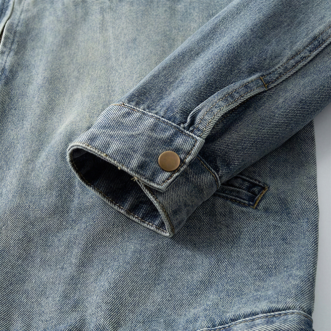 Men's Contrast Collar Corduroy Denim Jacket