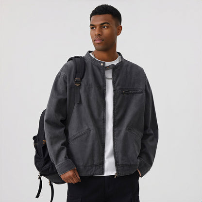 Men's Contrast Collar Corduroy Denim Jacket