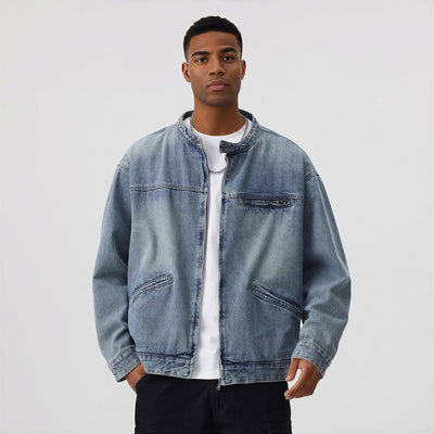 Men's Contrast Collar Corduroy Denim Jacket