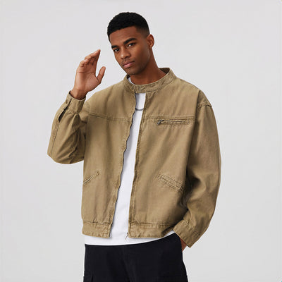 Men's Contrast Collar Corduroy Denim Jacket
