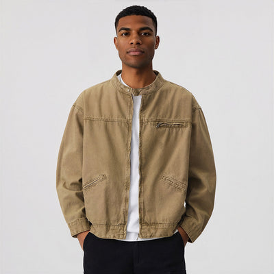 Men's Contrast Collar Corduroy Denim Jacket
