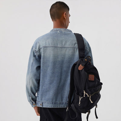 Men's Contrast Collar Corduroy Denim Jacket