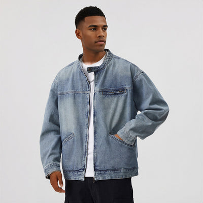 Men's Contrast Collar Corduroy Denim Jacket