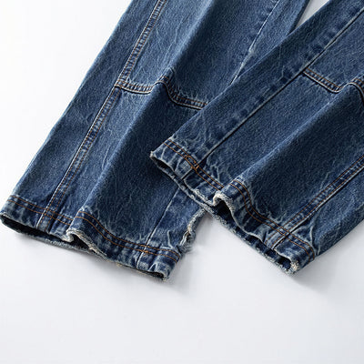 Men's Spring Vintage Washed Carpenter Straight Leg Jeans