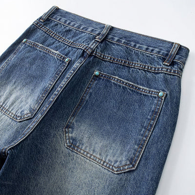Men's Spring Vintage Washed Carpenter Straight Leg Jeans