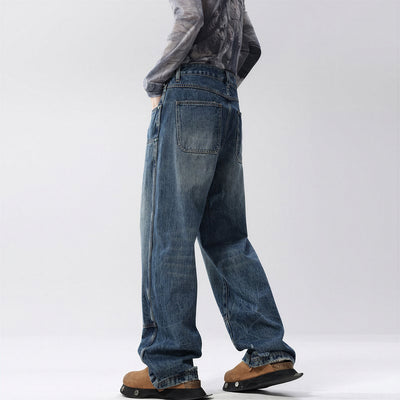 Men's Spring Vintage Washed Carpenter Straight Leg Jeans
