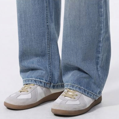 Men's Spring Light Blue Washed Straight Leg Jeans