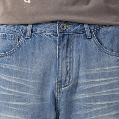 Men's Spring Light Blue Washed Straight Leg Jeans