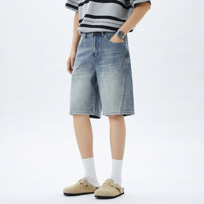Men's Summer Vintage Washed Straight Denim Shorts