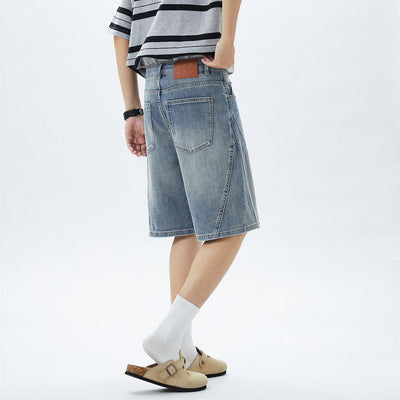 Men's Summer Vintage Washed Straight Denim Shorts