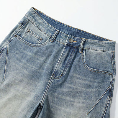 Men's Summer Vintage Washed Straight Denim Shorts