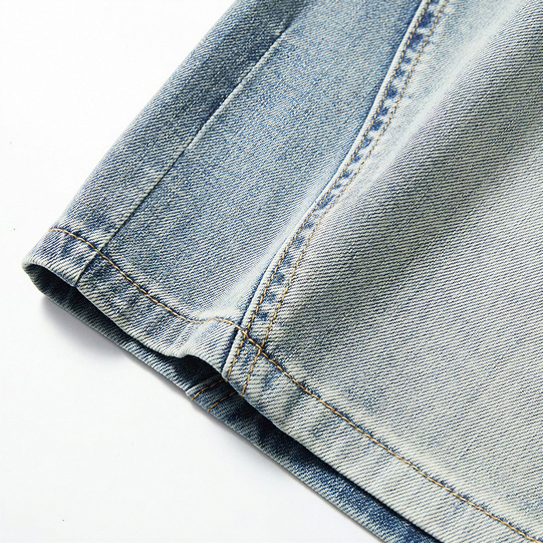 Men's Summer Vintage Washed Straight Denim Shorts