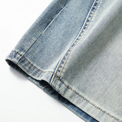 Men's Summer Vintage Washed Straight Denim Shorts