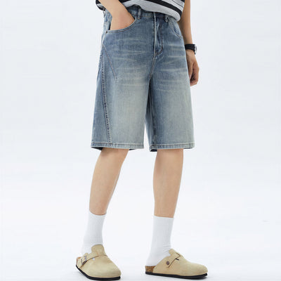 Men's Summer Vintage Washed Straight Denim Shorts