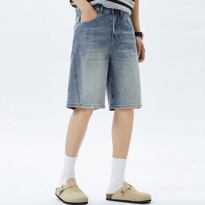 Men's Summer Vintage Washed Straight Denim Shorts