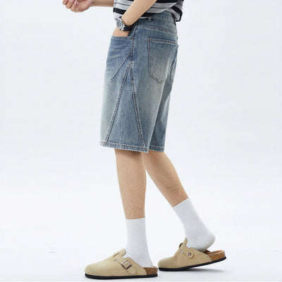 Men's Summer Vintage Washed Straight Denim Shorts
