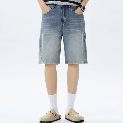 Men's Summer Vintage Washed Straight Denim Shorts