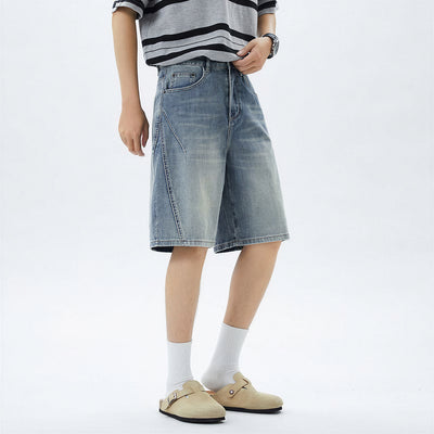 Men's Summer Vintage Washed Straight Denim Shorts