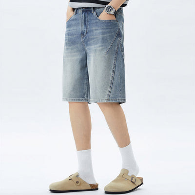 Men's Summer Vintage Washed Straight Denim Shorts