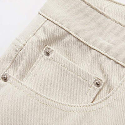 Men's Summer Off-White Splatter Print Straight Denim Shorts