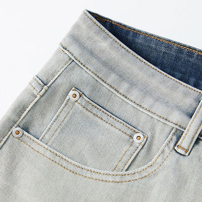 Men's Summer Gradient Pixel Print Straight Denim Shorts
