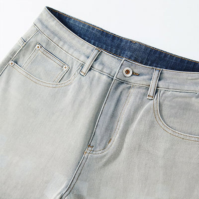 Men's Summer Gradient Pixel Print Straight Denim Shorts