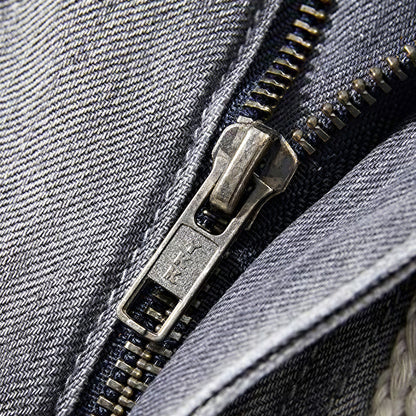 Men's Summer Washed Grey Drawstring Straight Denim Shorts