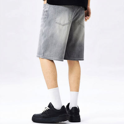 Men's Summer Gray Washed Straight Denim Shorts