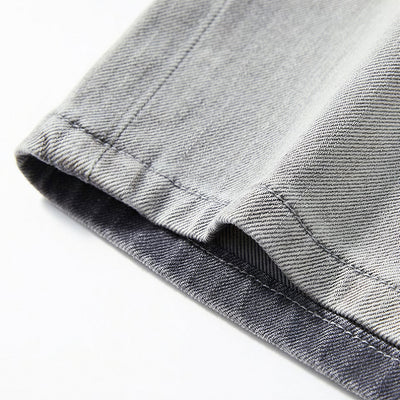 Men's Summer Gray Washed Straight Denim Shorts